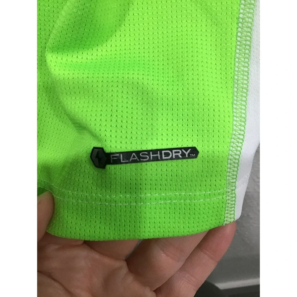 The North Face FlashDry Running T-Shirt Mens XL White Neon Green Active Gorpcore